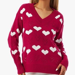 Valentine Heart Sweater Boutique Dark Pink
